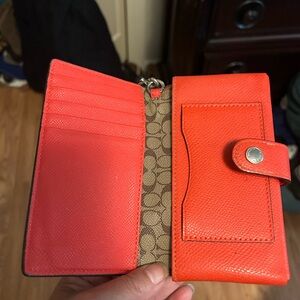Coach Red and Brown Clutch Wallet